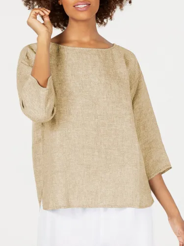 Plus Size Casual 3/4 Sleeve Shirts & Tops
