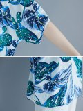 Women Short Sleeve Round Neck Vintage Floral Casual Tops