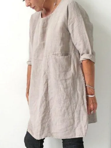 Cotton Crew Neck Short Sleeve Dresses