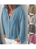Sweet Solid Buttoned Long Sleeve Shirts & Tops