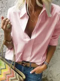 Long Sleeves Shirt Collar Solid Casual Shirts