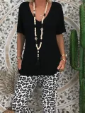 V Neck Casual Solid Shirts & Tops