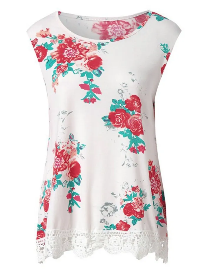 Women Casual Printed Tops Tunic Tanks Vest