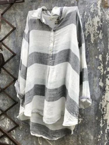 Casual Striped V Neck Shirts