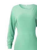 V neck  Women Daily Basic Long Sleeve Solid Fall Dress