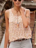 Crew Neck Casual Sleeveless Shirts & Tops