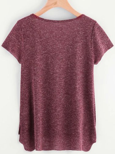 Short Sleeve Cotton-Blend V Neck Shirts & Tops
