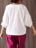 Embroidered  Loose Large Size Trumpet Sleeves Blouse Shirt