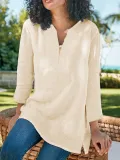 Plain Casual Soft Linen Shirts & Tops