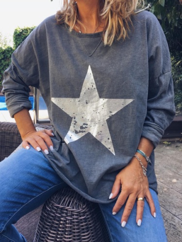 Plus Size Crew Neck Casual Long Sleeve Tops