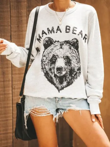White Cotton-Blend Printed Animal Long Sleeve Shirts & Tops