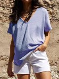 Casual  V Neck Short Sleeve Shirts