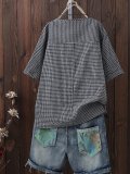 Cotton-Blend Printed Short Sleeve Shirts & Tops