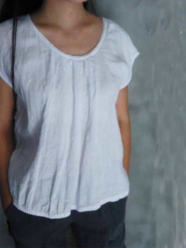 Casual Round Neck Solid Shirts & Tops