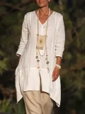 Women Casual 3/4 Sleeve Side Slit Shirts Plus Size Blouses