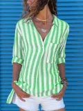 Casual V Neck Cotton-Blend Long Sleeve Shirts