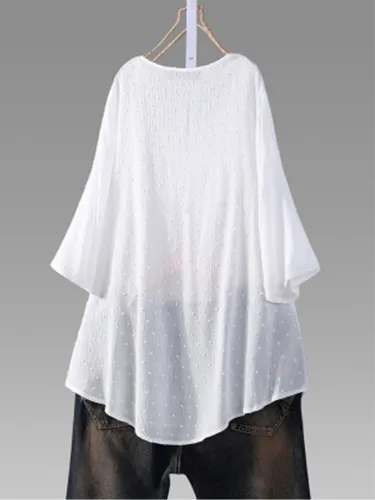 Women Casual Loose Lace Cutout Tops Tunic Blouse Shirt