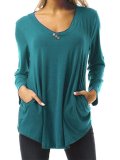 Solid 8 Colors Buttoned Pockets Simple & Basic V Neck Prime T-Shirts