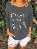 Long Sleeve Round Neck Cotton Shirts & Tops