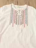 Women Casual Embroidery Tops Tunic Blouse Shirt