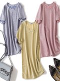 Plus Size Women Short Sleeve Round Neck Vintage Sequin Solid Casual Tops