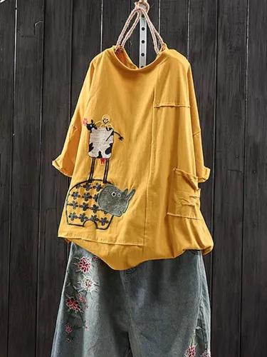 Casual Short Sleeve Round Neck Plus Size Tops