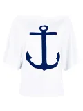 Off Shoulder Printed Casual T-Shirts