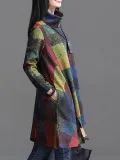 Autumn Winter Casual Plaid Turtleneck Long Sleeve Sweatshirt