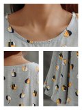 Plus Size Women Loose Cotton And Linen Round Neck Short Sleeve Floral Casual Tops