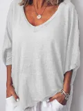 3/4 Sleeve V Neck Casual Tops