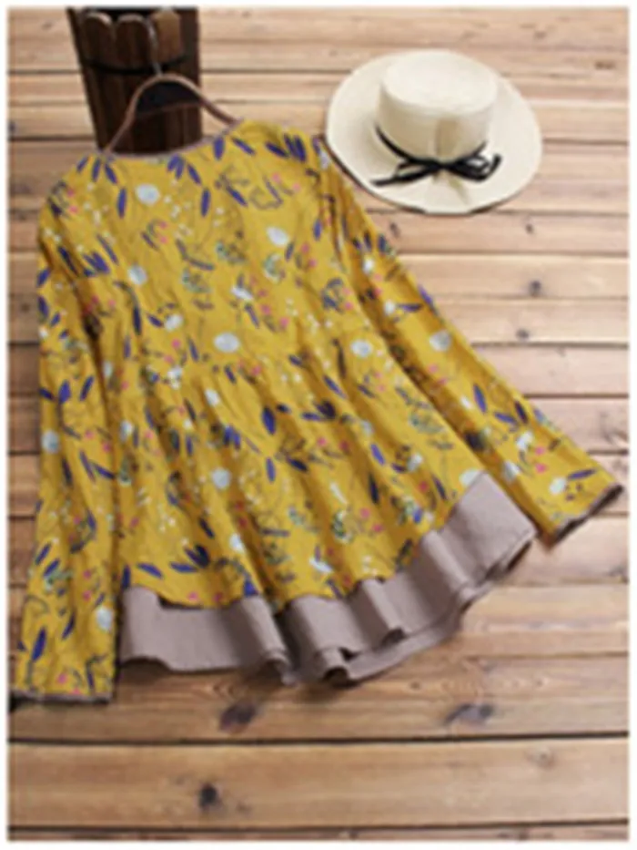 Women Casual Printed Tops Tunic Blouse Shirt