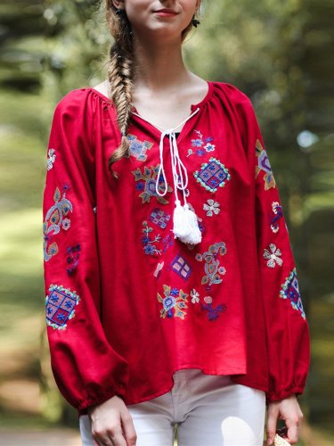 Embroidered Long Sleeve Shirts & Tops