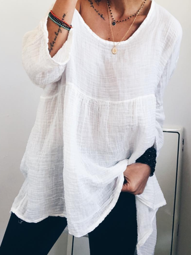 Solid Casual Long Sleeve Shirts & Tops