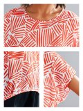 Plus Size Women Short Sleeve  Round Neck  Striped  Floral  Loose Casual  Tops