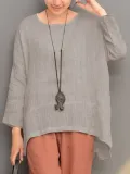 Plus Size Long Sleeve Cotton-blend Shirts Blouse