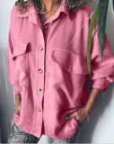 Plus Size Casual Long Sleeve  Solid Tops