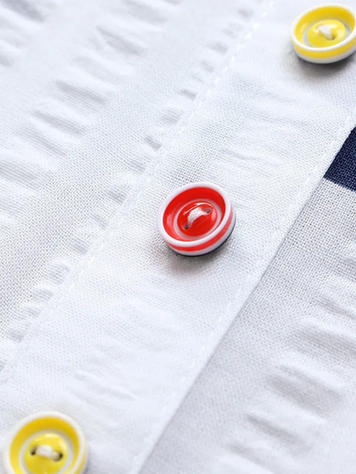 Short Sleeve Cotton-Blend Round Neck Sweet Shirts & Tops