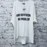 Cotton V Neck Letter Casual Shirts & Tops