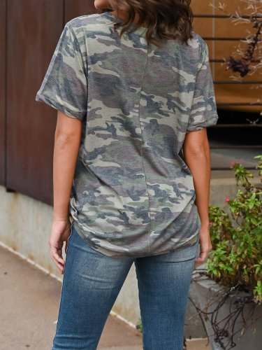 Women Casual Camouflage Tops Tunic T Shirt