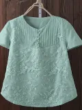 Cotton-Blend Short Sleeve Shirts & Tops