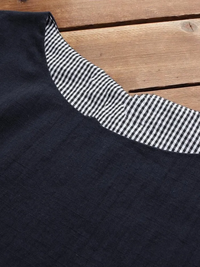Stripe Patchwork Asymmetrical Long Sleeve Casual T-shirts