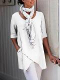 Half Sleeve Plus Size Asymmetrical Simple Blouse