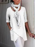 Half Sleeve Plus Size Asymmetrical Simple Blouse