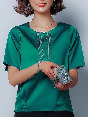 Plus Size Women Short  Sleeve  Crew  Neck  Floral   Casual  Tops