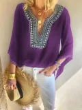 V Neck Vintage Floral-Print Shirts & Tops