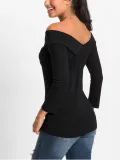 Women Off-Shoulder Criss-cross Vintage Solid Appliqued Cotton T-Shirts