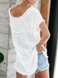 Plain Short Sleeve Crew Neck Shirts & Tops