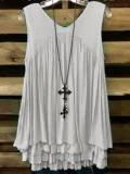 Casual Solid Sleeveless V Neck Shirts
