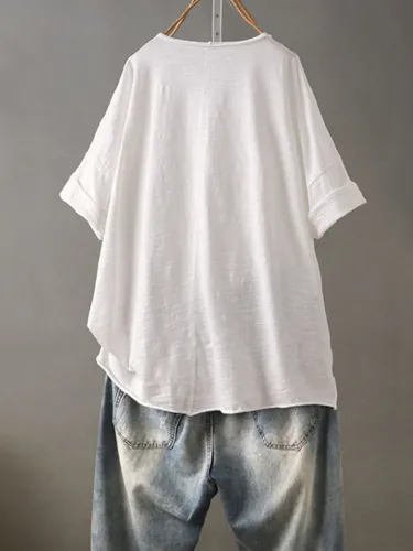 Casual Short Sleeve Round Neck Plus Size Tops