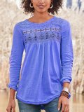 Cotton-Blend Casual Long Sleeve Printed Shirts & Tops